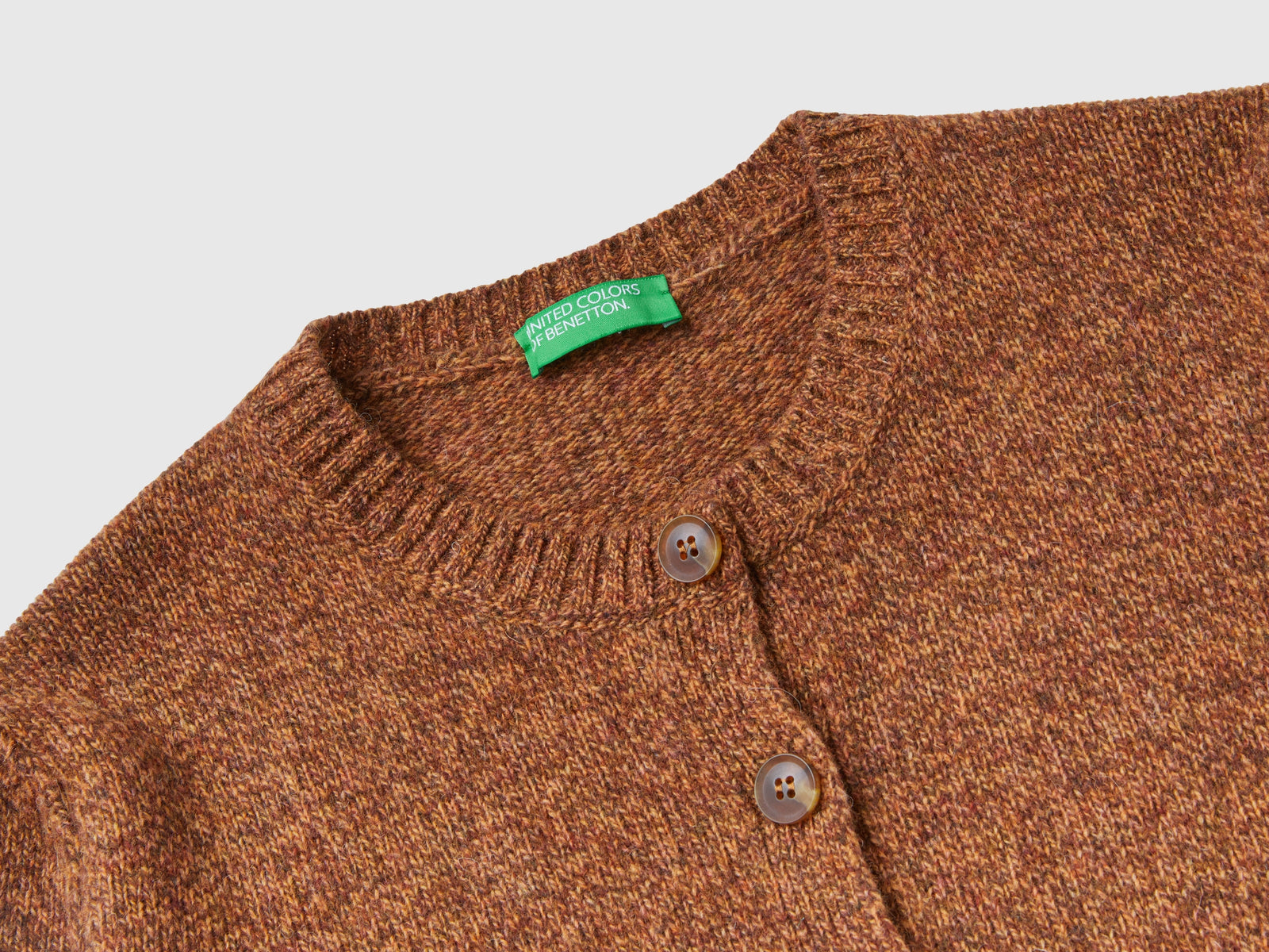 Cardigan in pura lana Shetland da donna cammello 3 | Benetton Outlet