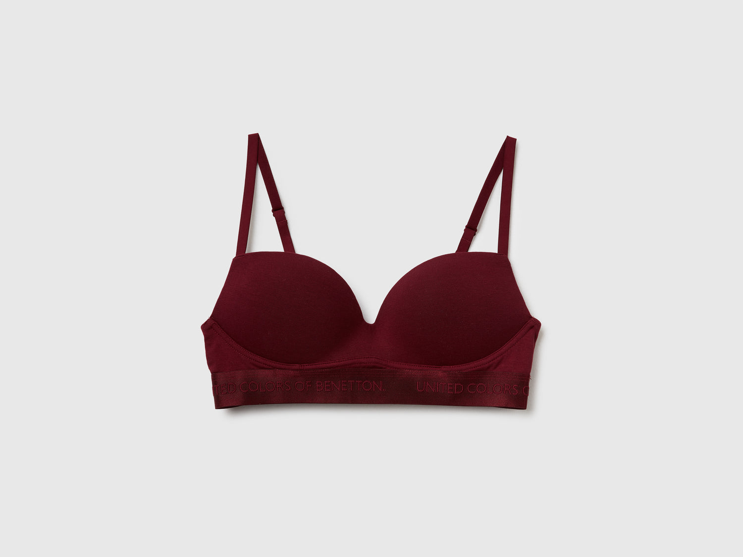 Reggiseno imbottito in cotone stretch da donna bordeaux | Benetton Outlet
