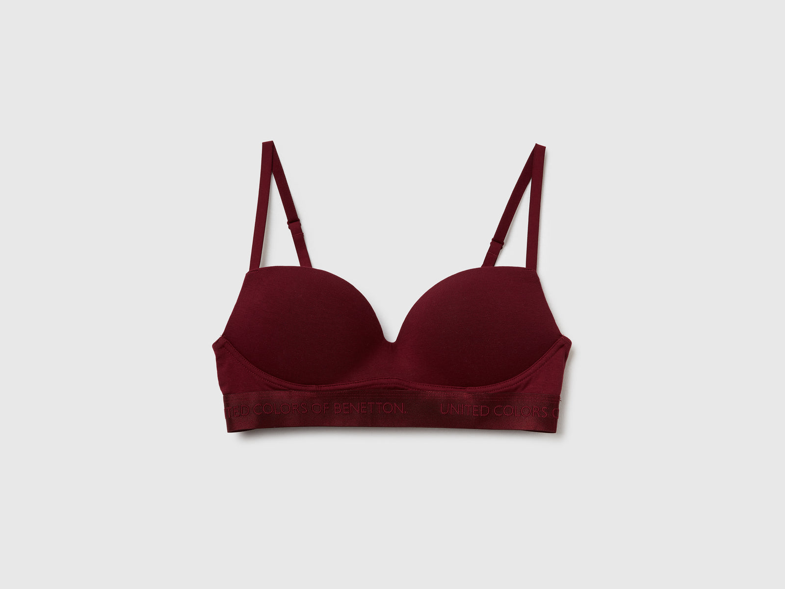 Reggiseno imbottito in cotone stretch da donna bordeaux | Benetton Outlet