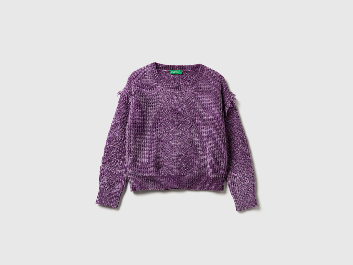 Maglione in ciniglia con frange