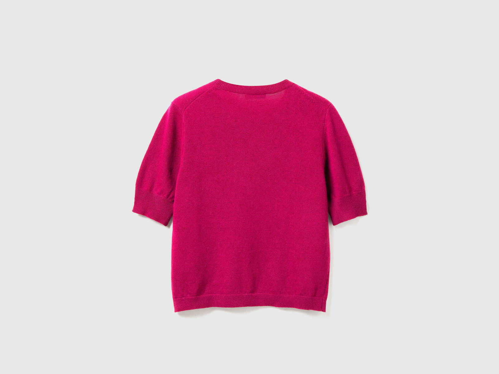 Maglia manica corta fucsia in pura lana Merino da donna ciclamino 2 | Benetton Outlet