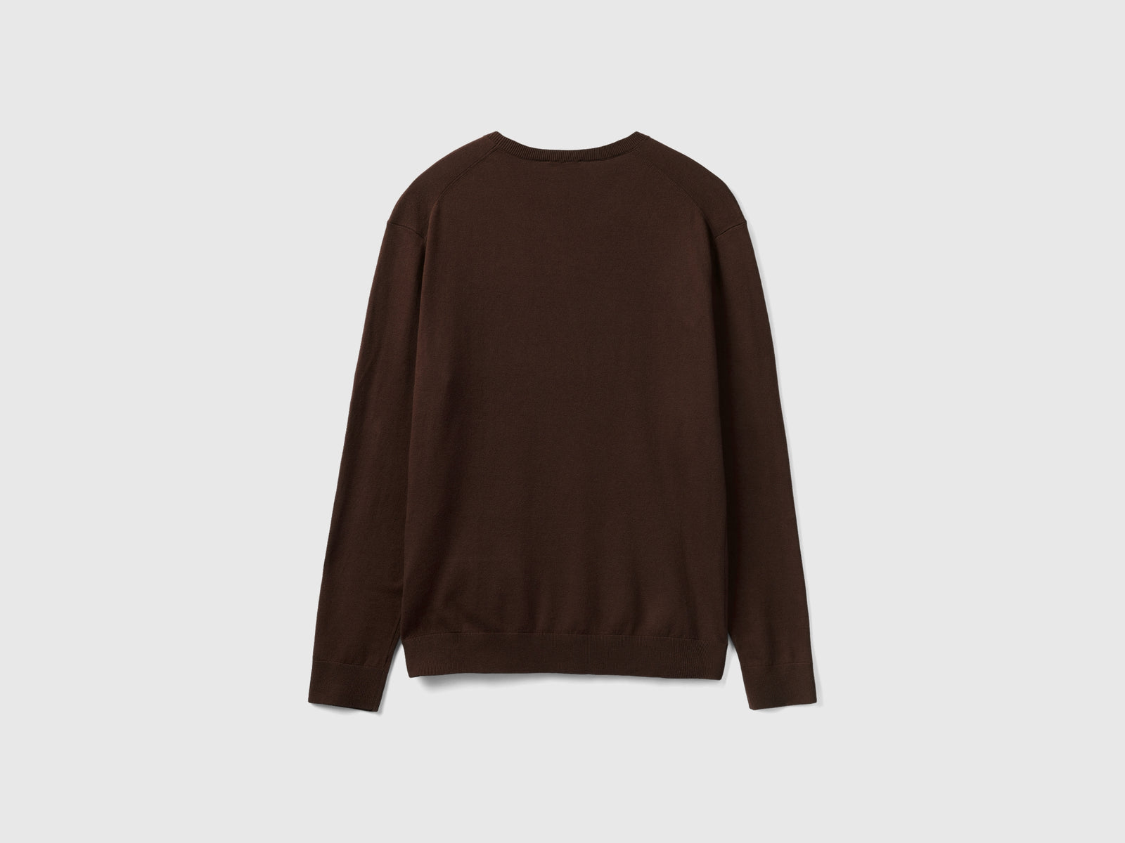 Maglia girocollo in misto cotone leggero da uomo marrone scuro 2 | Benetton Outlet