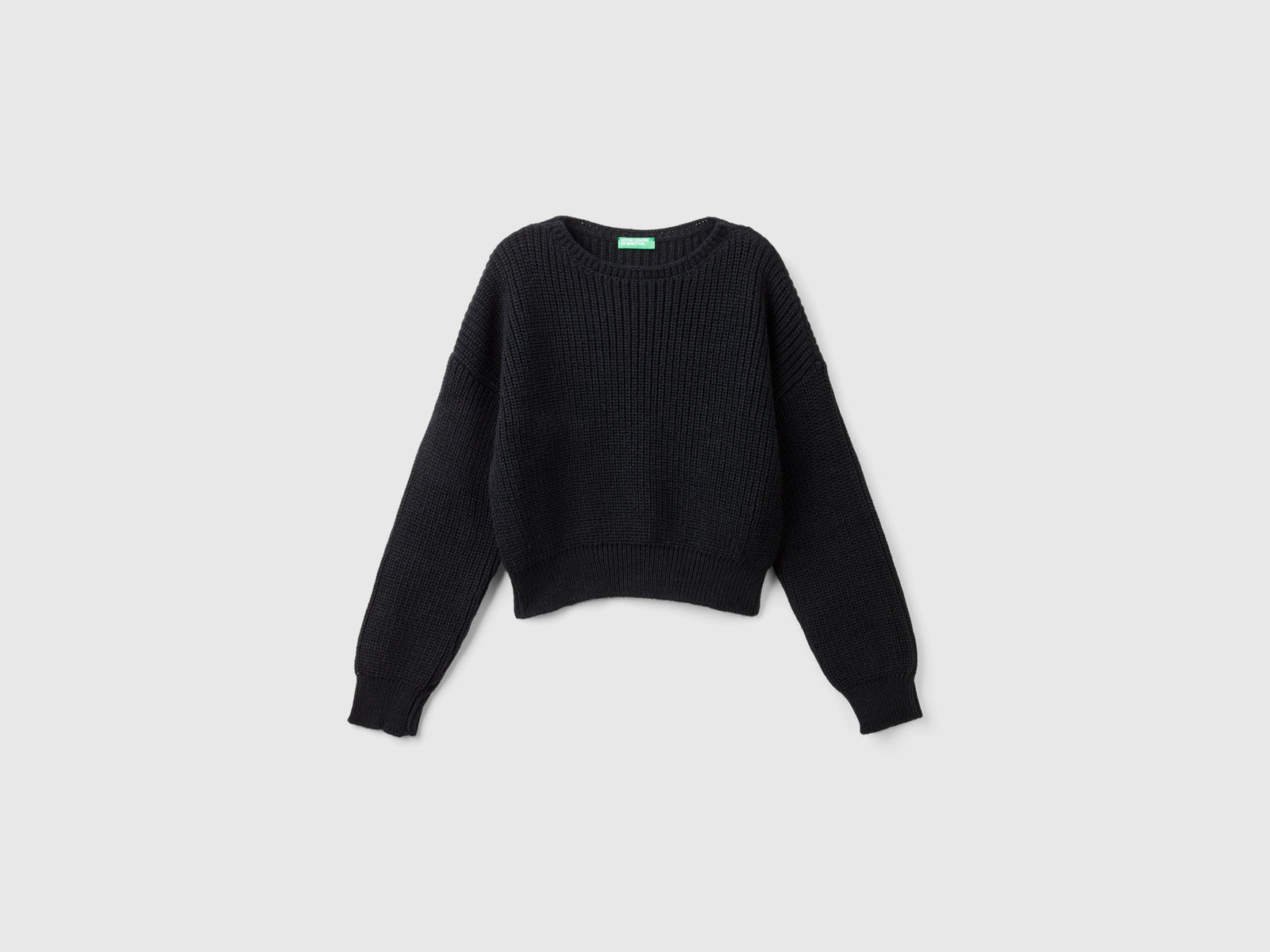 Maglia boxy fit da bambina nero | Benetton Outlet