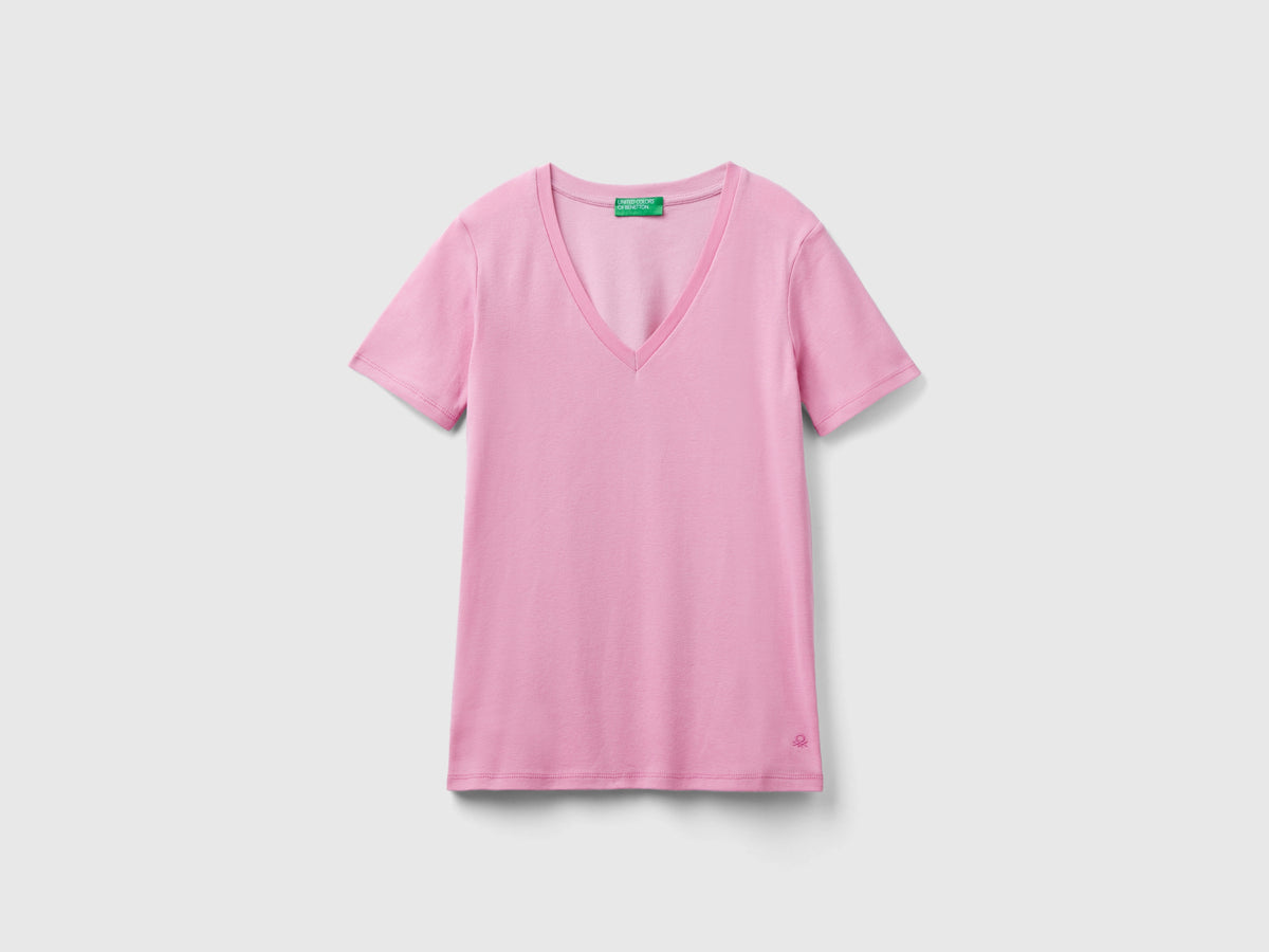 T-shirt in puro cotone con scollo a V