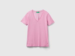 T-shirt in puro cotone con scollo a V