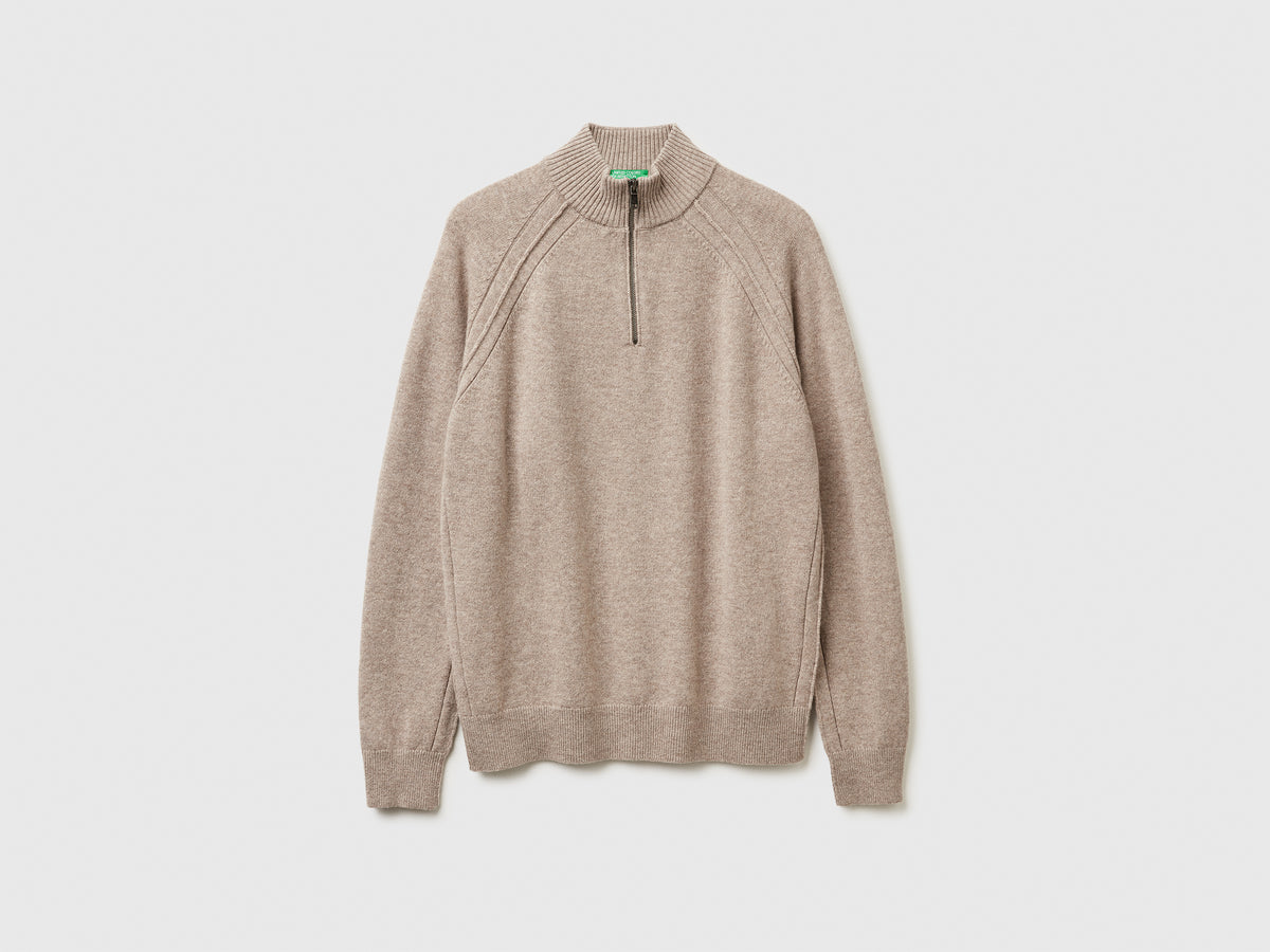 Maglia zippata 100% lana Merino