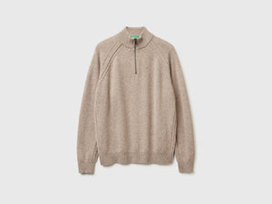 Maglia zippata 100% lana Merino