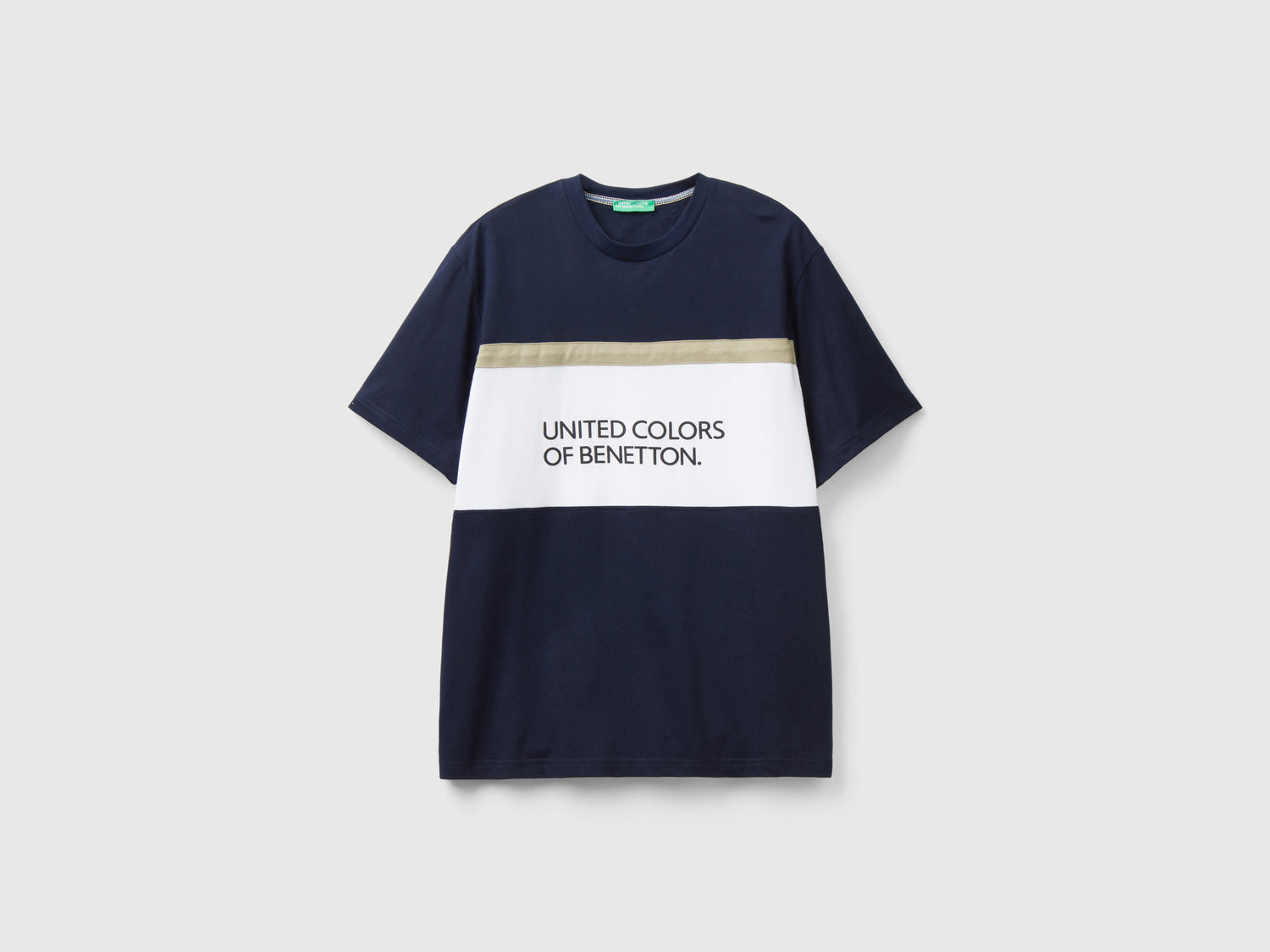 T-shirt con banda logo da uomo blu scuro | Benetton Outlet