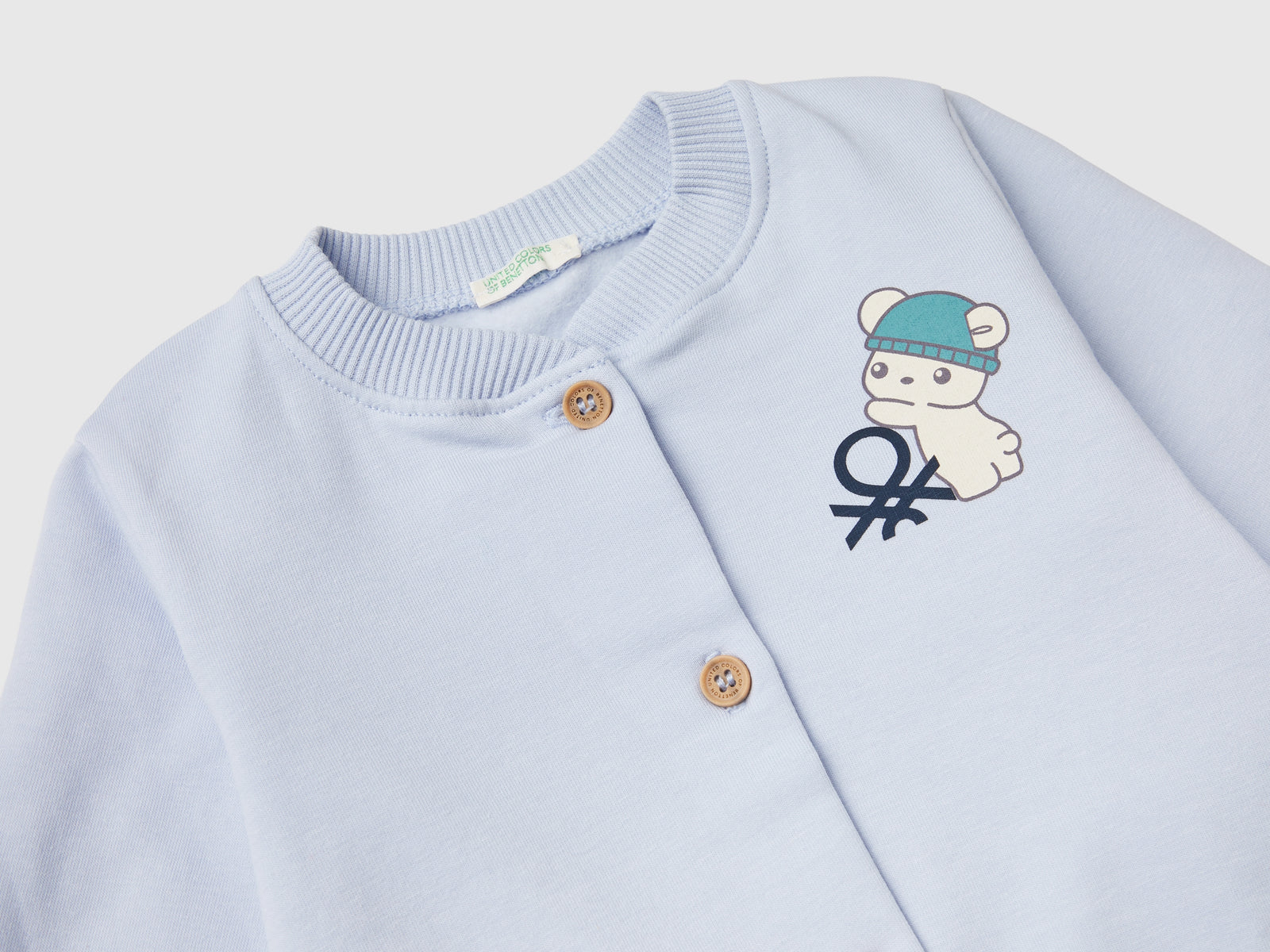 Warm sweatshirt with animal print da neonato celeste 3 | Benetton Outlet