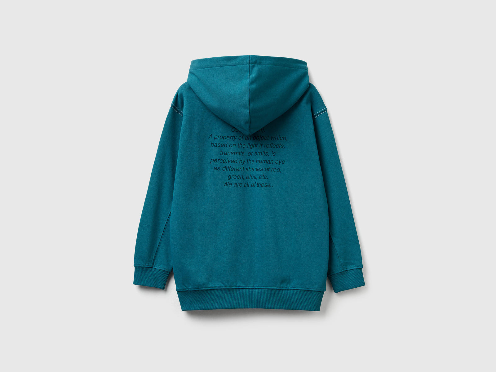 Felpa over fit con stampa spessorata da bambino verde ottanio 2 | Benetton Outlet