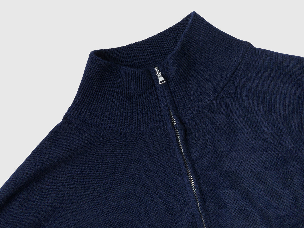 Maglia zippata in 100% lana Merino