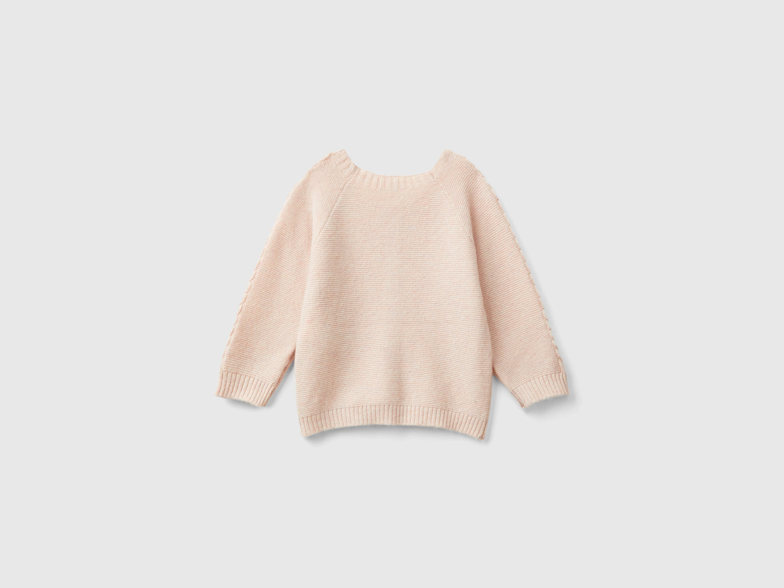 Cardigan con trecce in misto lana riciclata da neonato rosa tenue 2 | Benetton Outlet