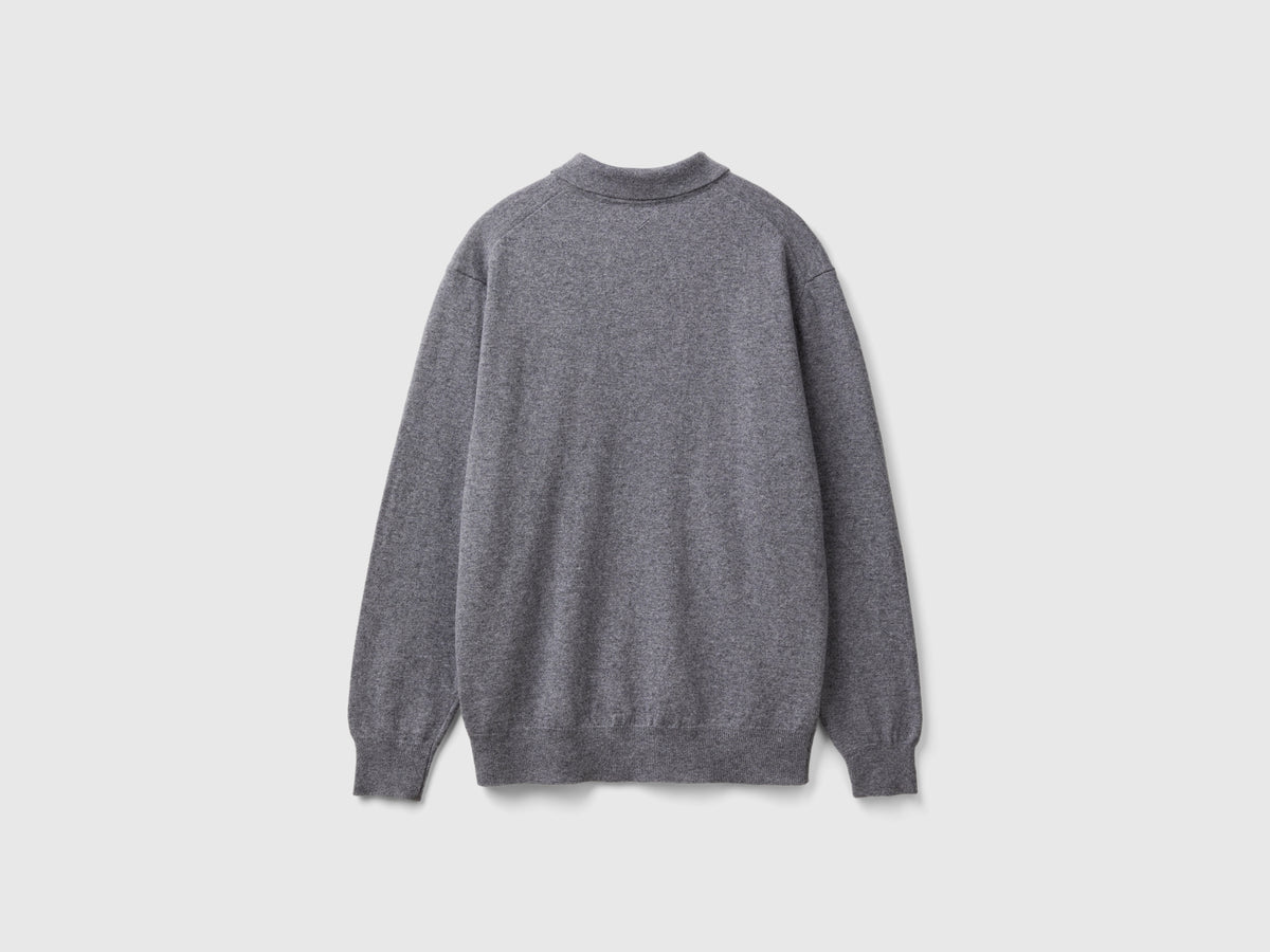 Polo grigo scuro in pura lana Merino