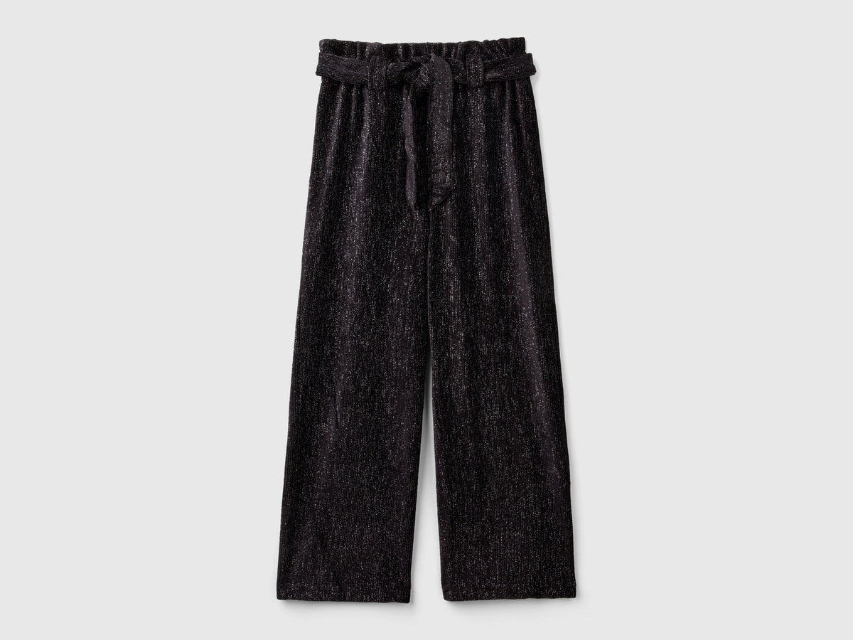 Wide-fit trousers with lurex