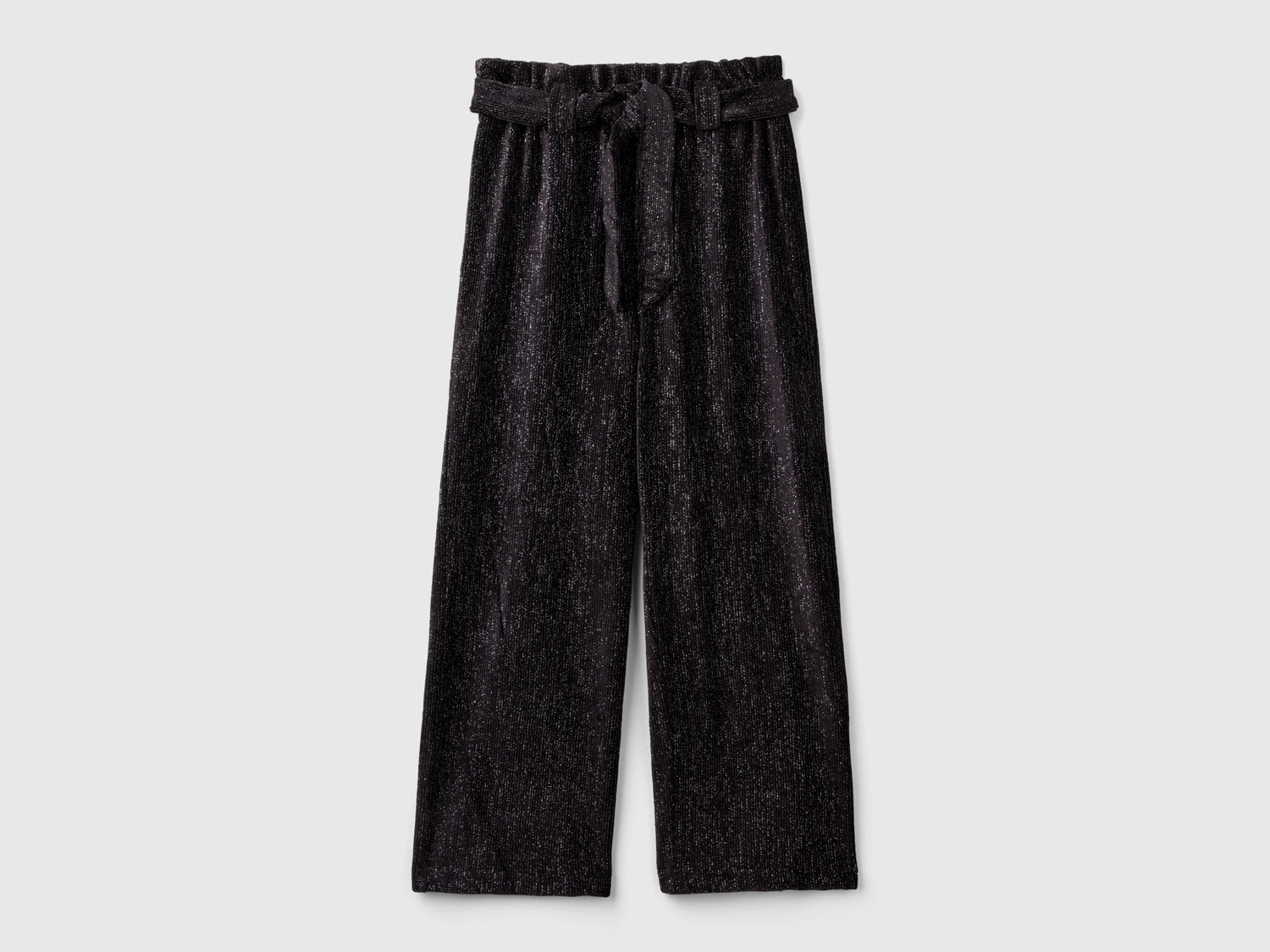Wide-fit trousers with lurex da bambina nero | Benetton Outlet