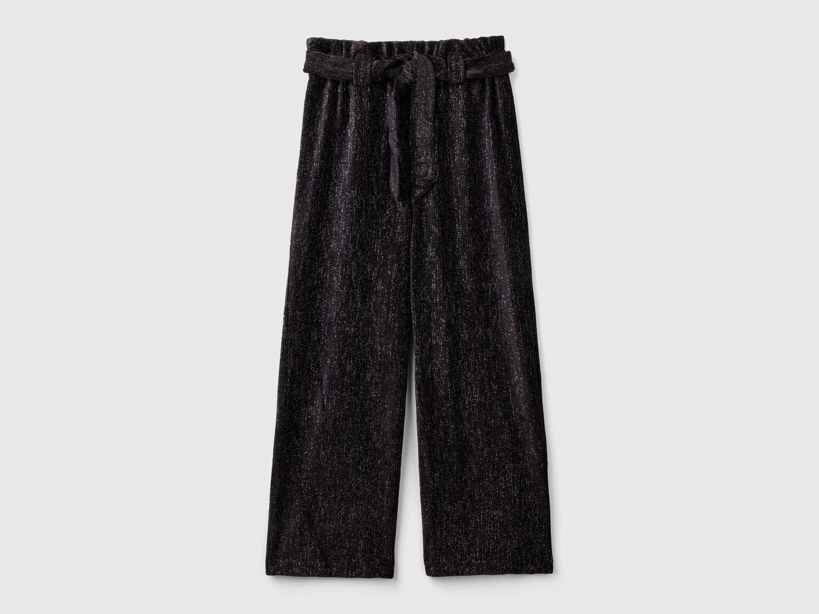 Wide-fit trousers with lurex da bambina nero | Benetton Outlet