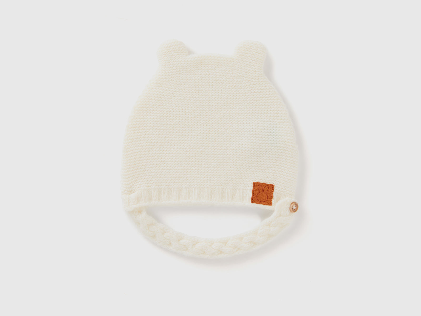 Recycled wool blend beanie with ears da neonato bianco panna | Benetton Outlet