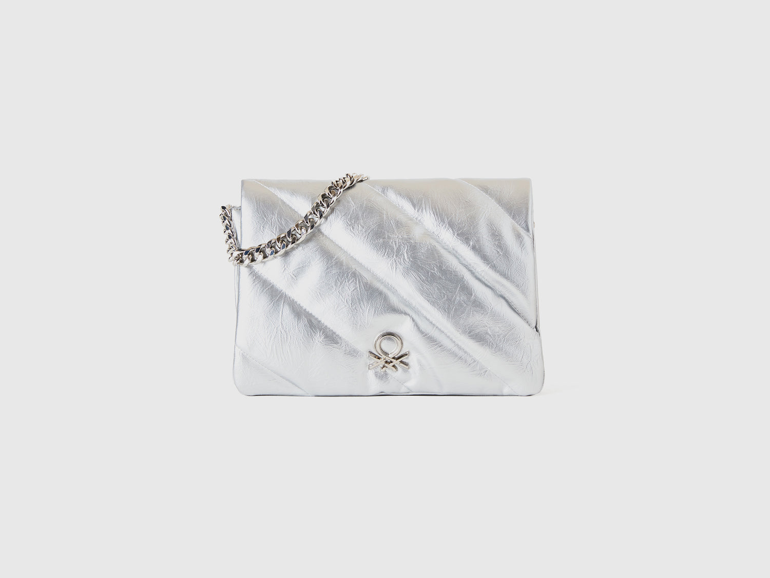Borsa media con tracolla a catena da donna argento | Benetton Outlet
