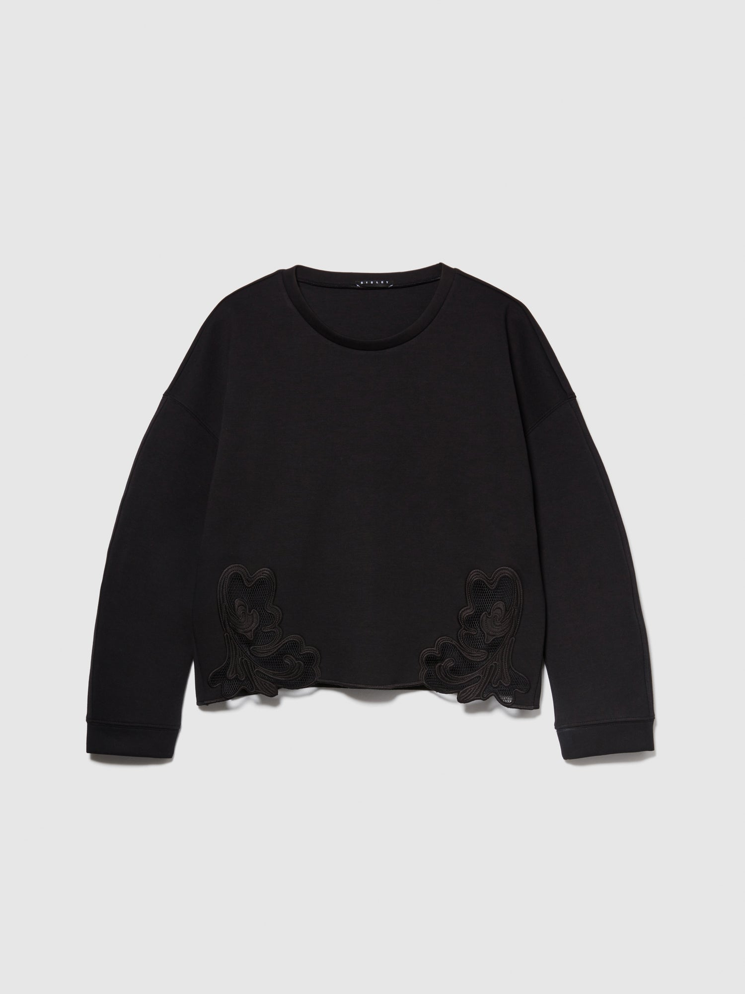 Felpa con ricami da donna nero | Sisley Outlet