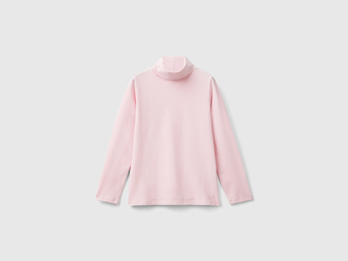 T-shirt stretch con collo alto