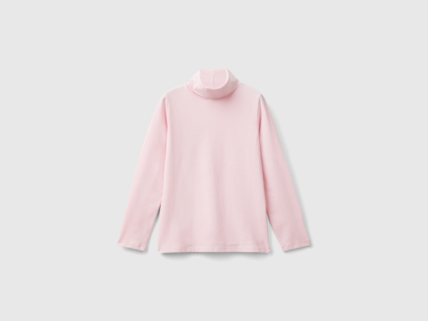 T-shirt stretch con collo alto da bambina rosa | Benetton Outlet