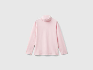 T-shirt stretch con collo alto