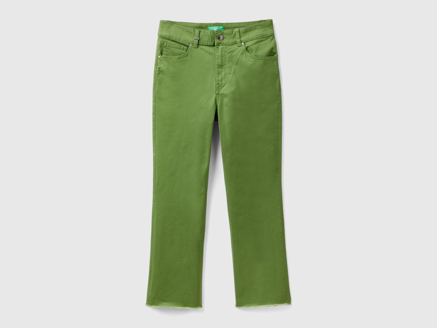 Pantaloni cropped cinque tasche da donna verde militare | Benetton Outlet