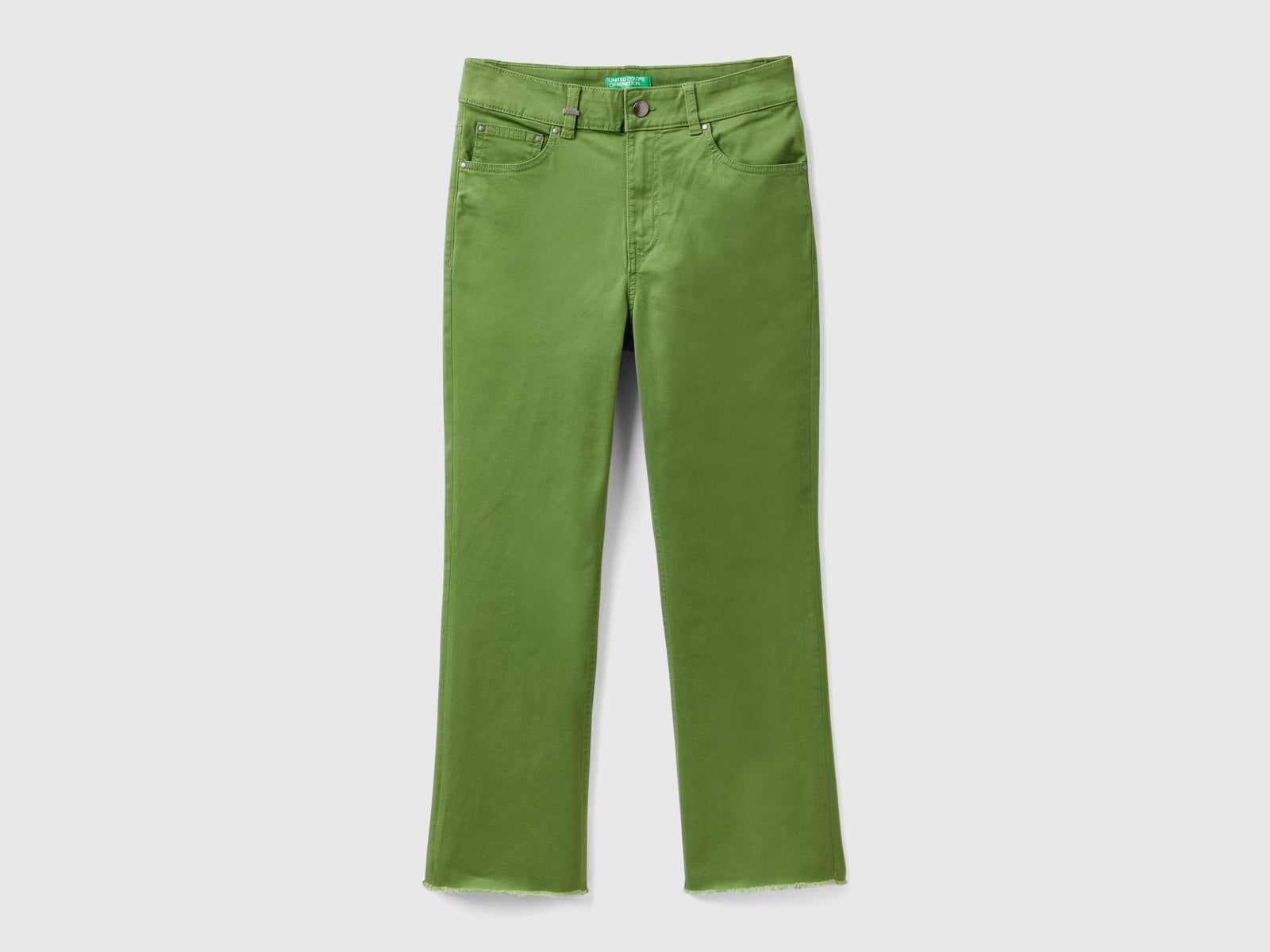 Pantaloni cropped cinque tasche da donna verde militare | Benetton Outlet