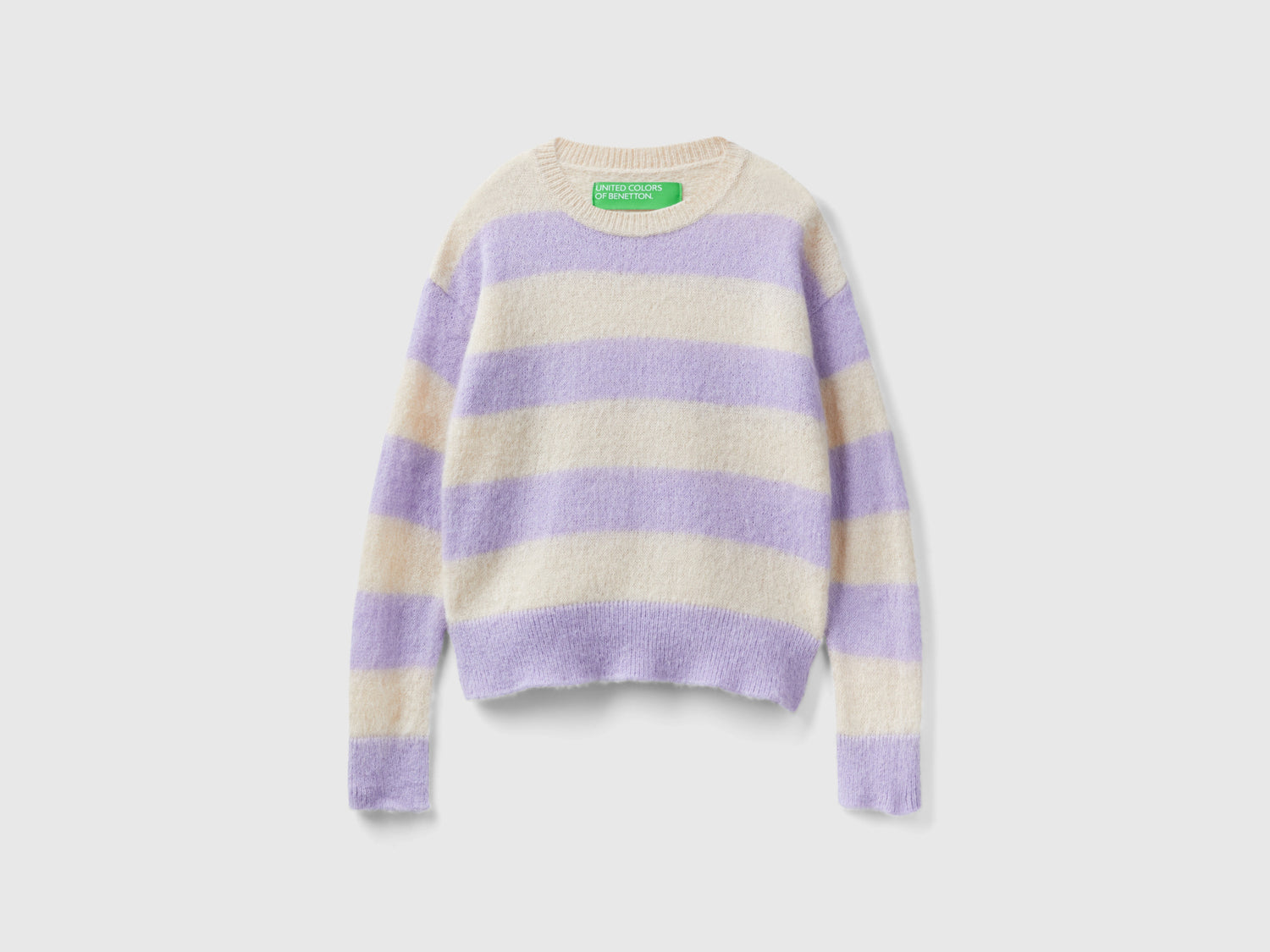 Maglia a righe in misto alpaca da donna lilla | Benetton Outlet