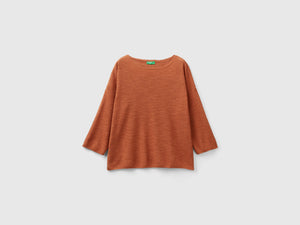 Maglia in misto lino con manica a 3/4