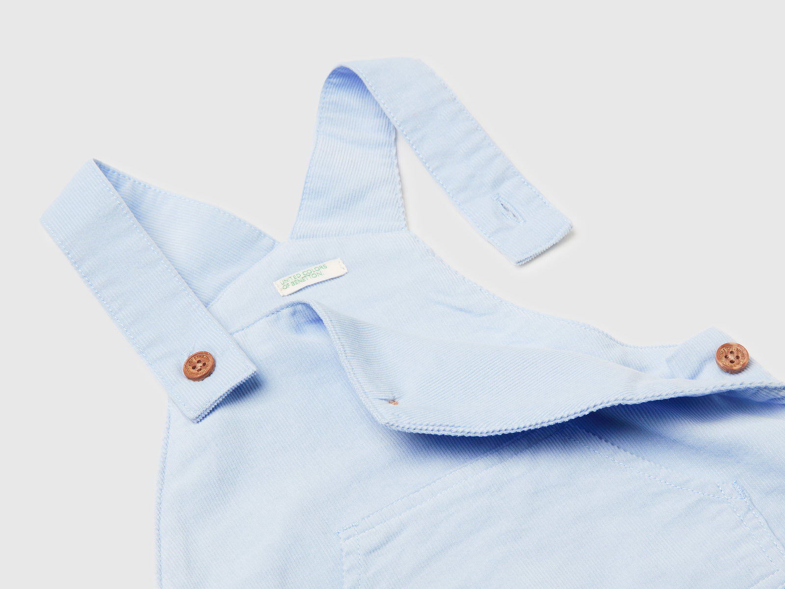 Salopette in velluto da neonato celeste 3 | Benetton Outlet