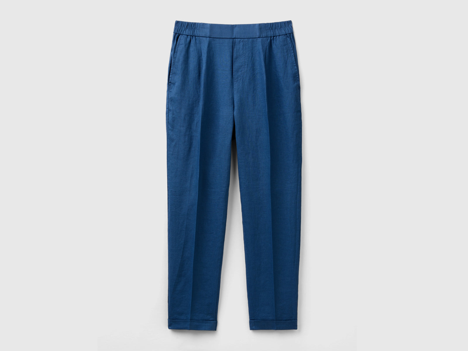 Pantaloni regular fit in puro lino da donna avio | Benetton Outlet