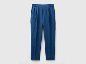 Pantaloni regular fit in puro lino
