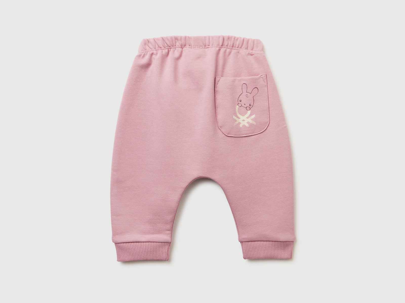 Pantaloni in calda felpa con taschino da neonato malva 2 | Benetton Outlet