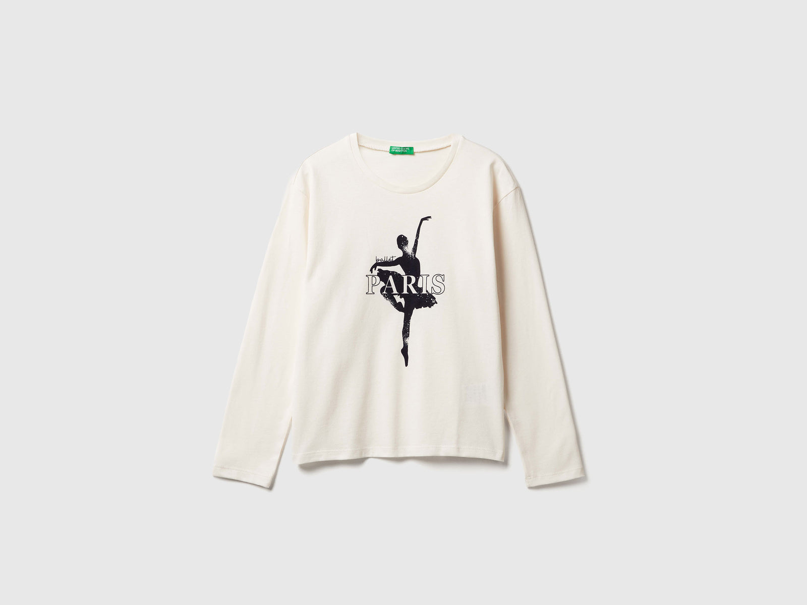 T-shirt con stampa da bambina bianco panna | Benetton Outlet
