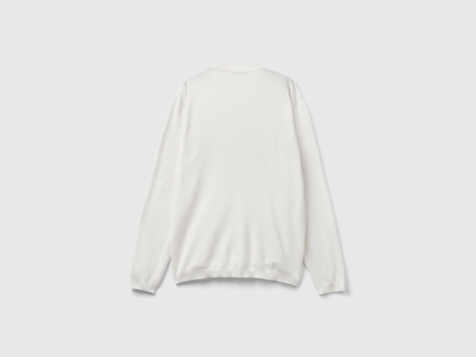 Maglia girocollo 100% cotone da uomo bianco panna 2 | Benetton Outlet