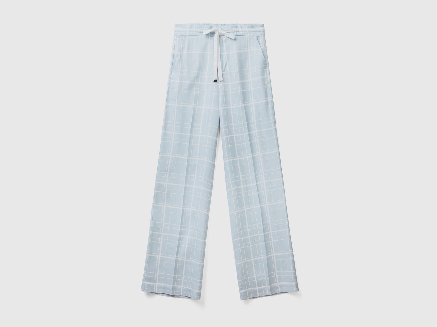 Pantaloni lunghi fluidi in puro lyocell da donna celeste | Benetton Outlet