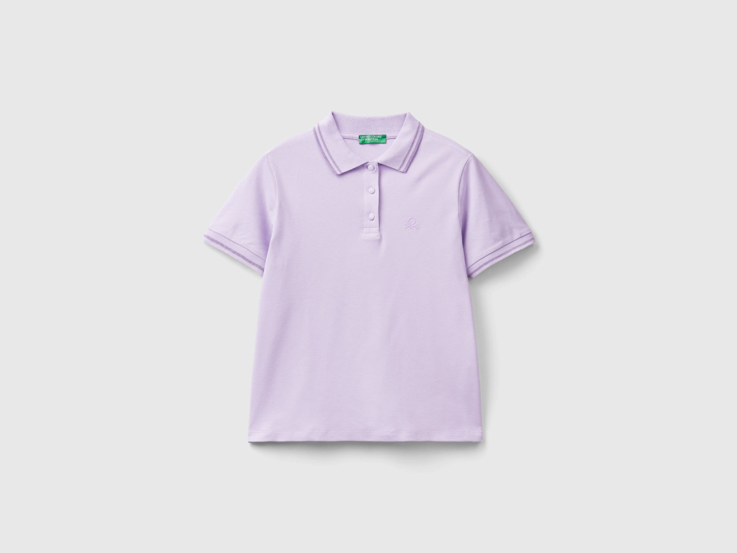 Polo in cotone bio stretch da donna lilla | Benetton Outlet