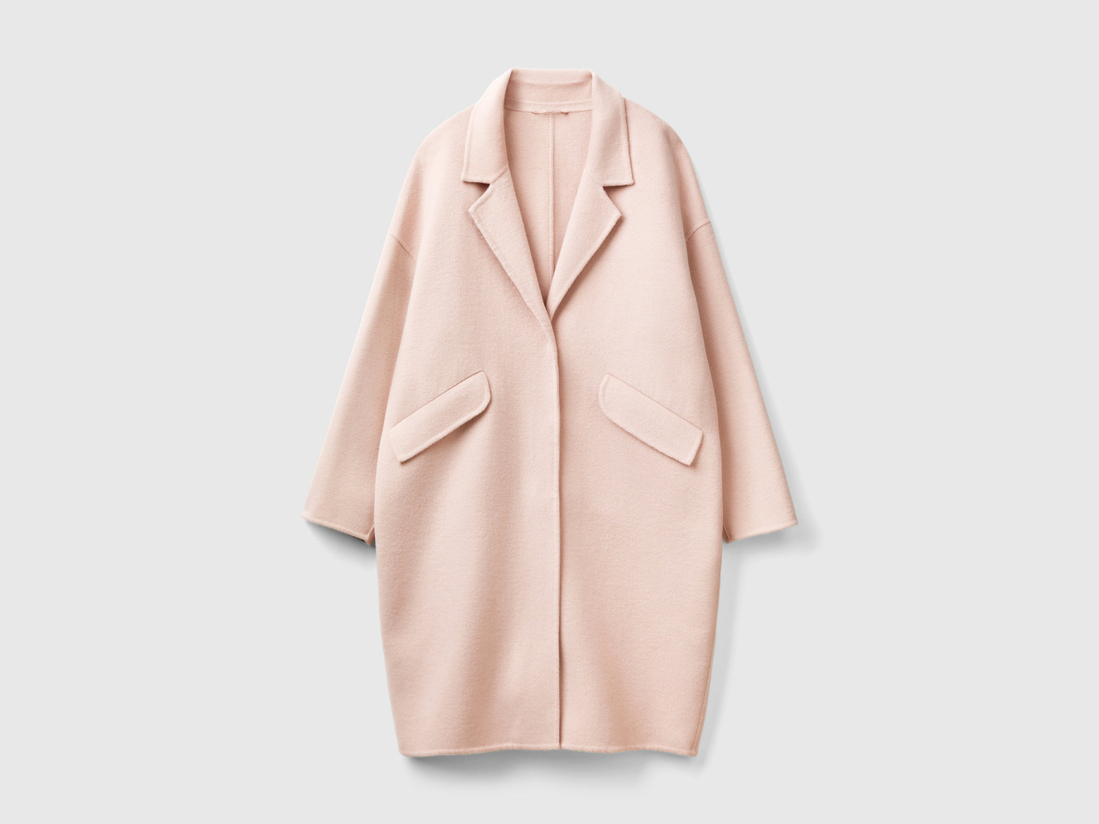 Cappotto midi in misto lana da donna rosa | Benetton Outlet