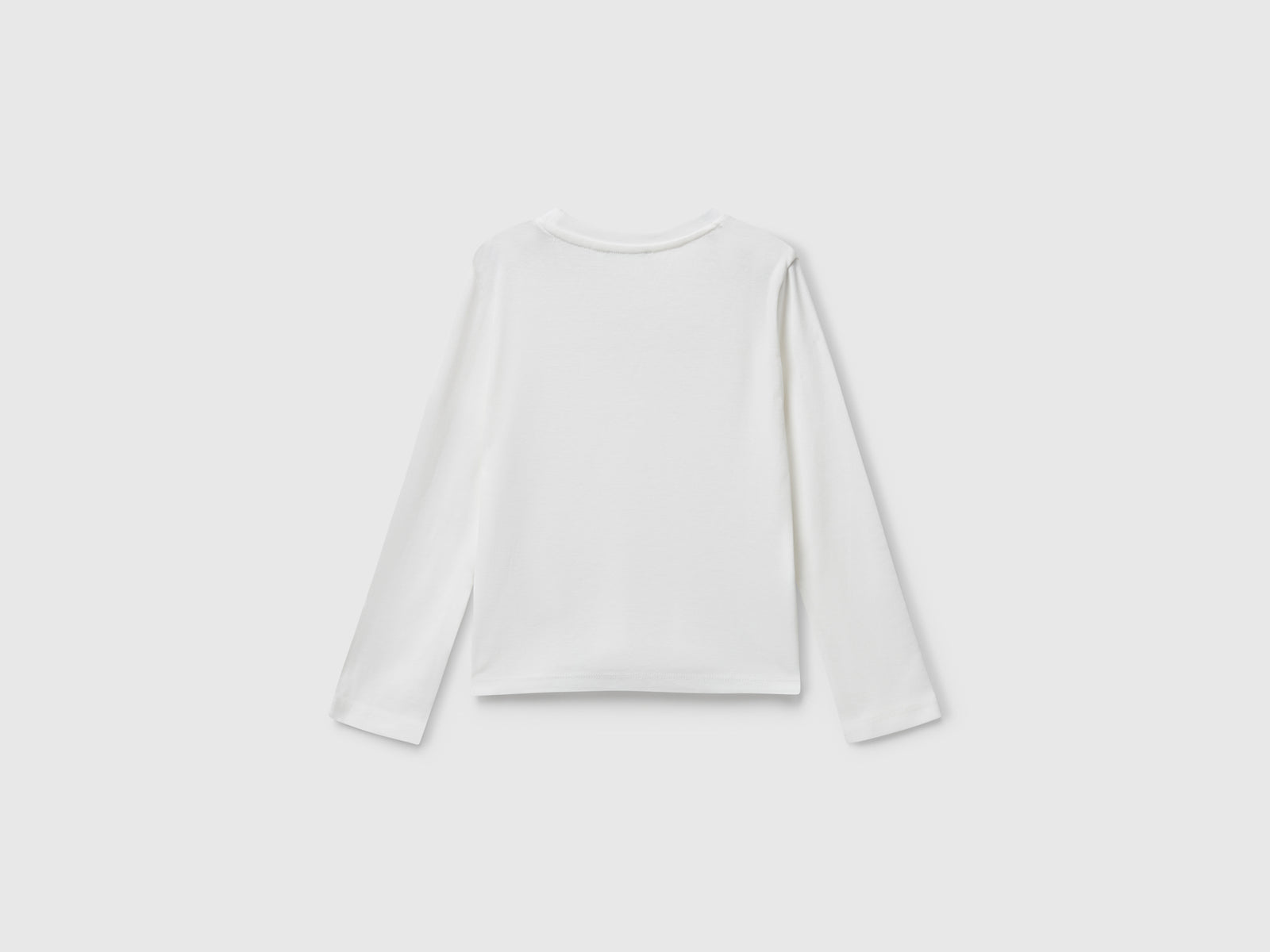 T-shirt con logo glitter in cotone da bimba bianco panna 2 | Benetton Outlet