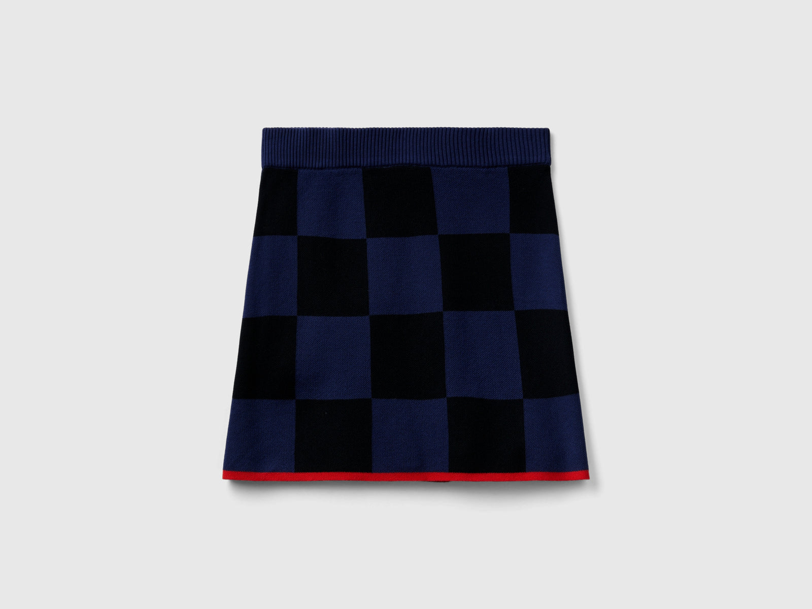 Minigonna in maglia a scacchi da donna blu scuro 2 | Benetton Outlet