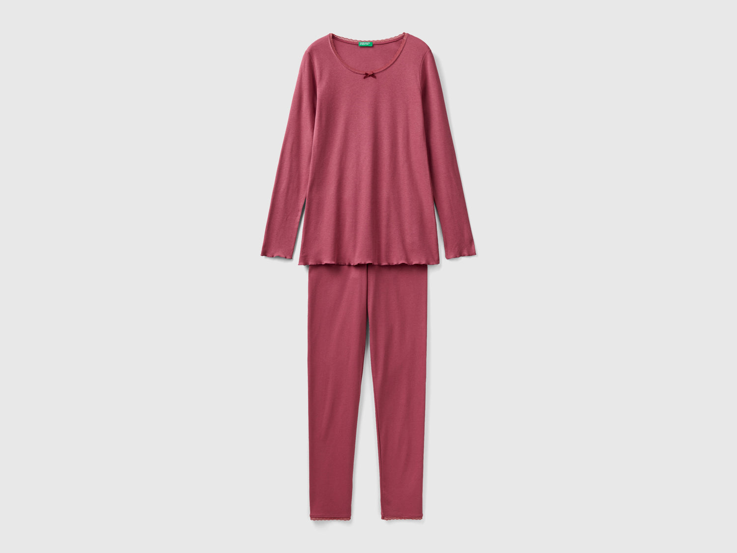 Pigiama in cotone a fibra lunga da donna malva scuro | Benetton Outlet
