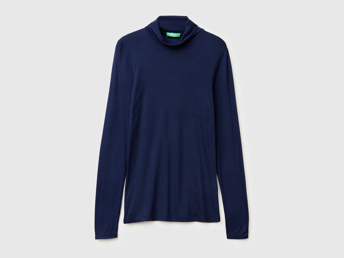 T-shirt lupetto in misto viscosa e cashmere