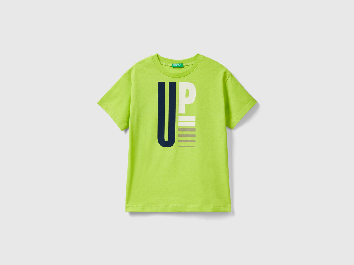 T-shirt manica corta in cotone bio da bambino lime | Benetton Outlet