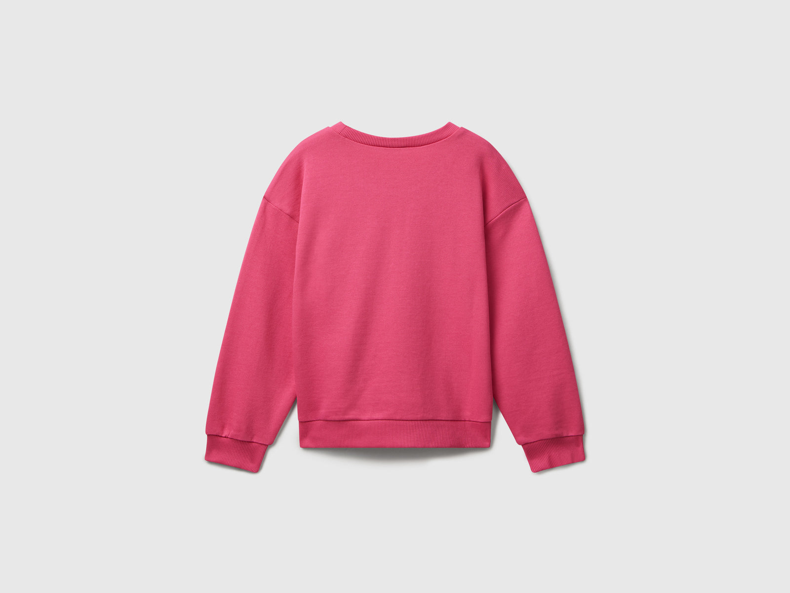 Felpa con stampa logo glitter da bambina fucsia 2 | Benetton Outlet