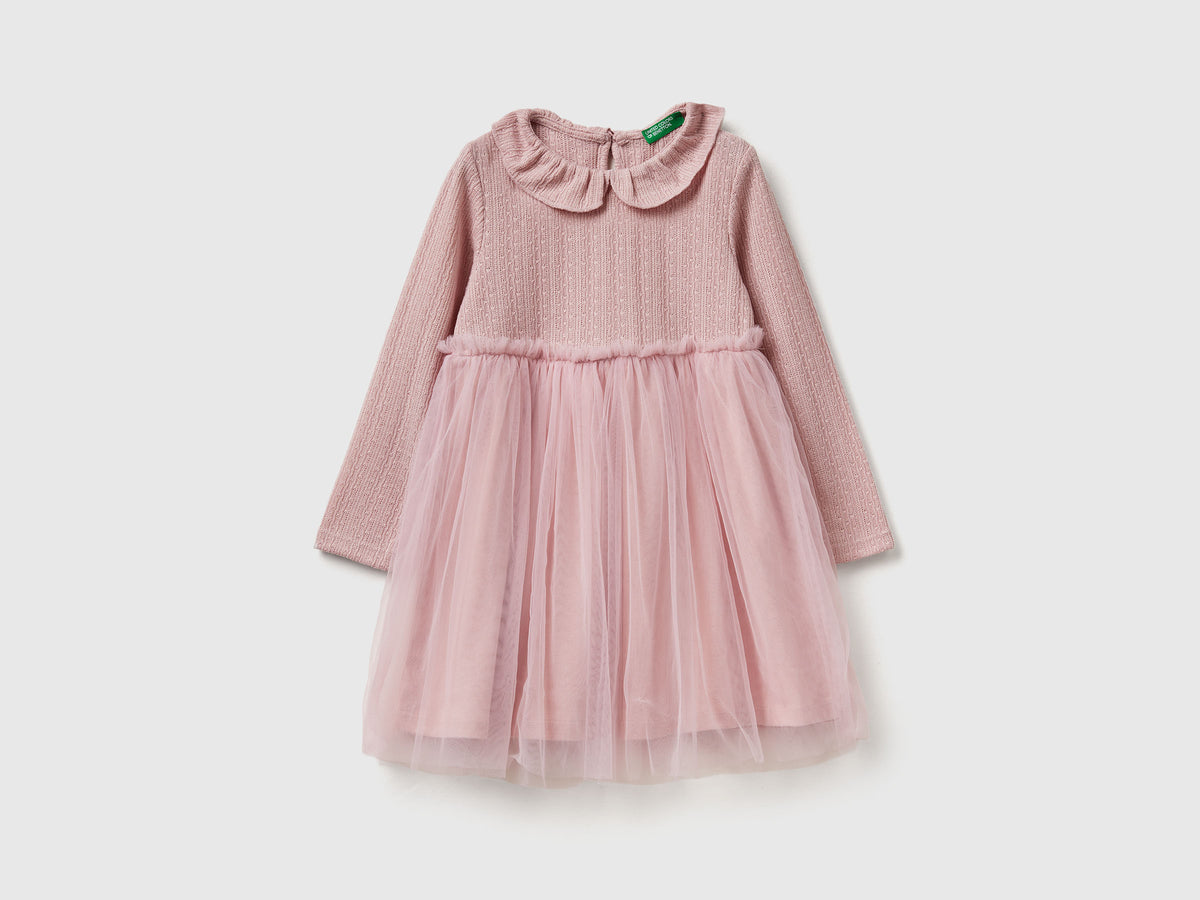 Abito con colletto in tulle