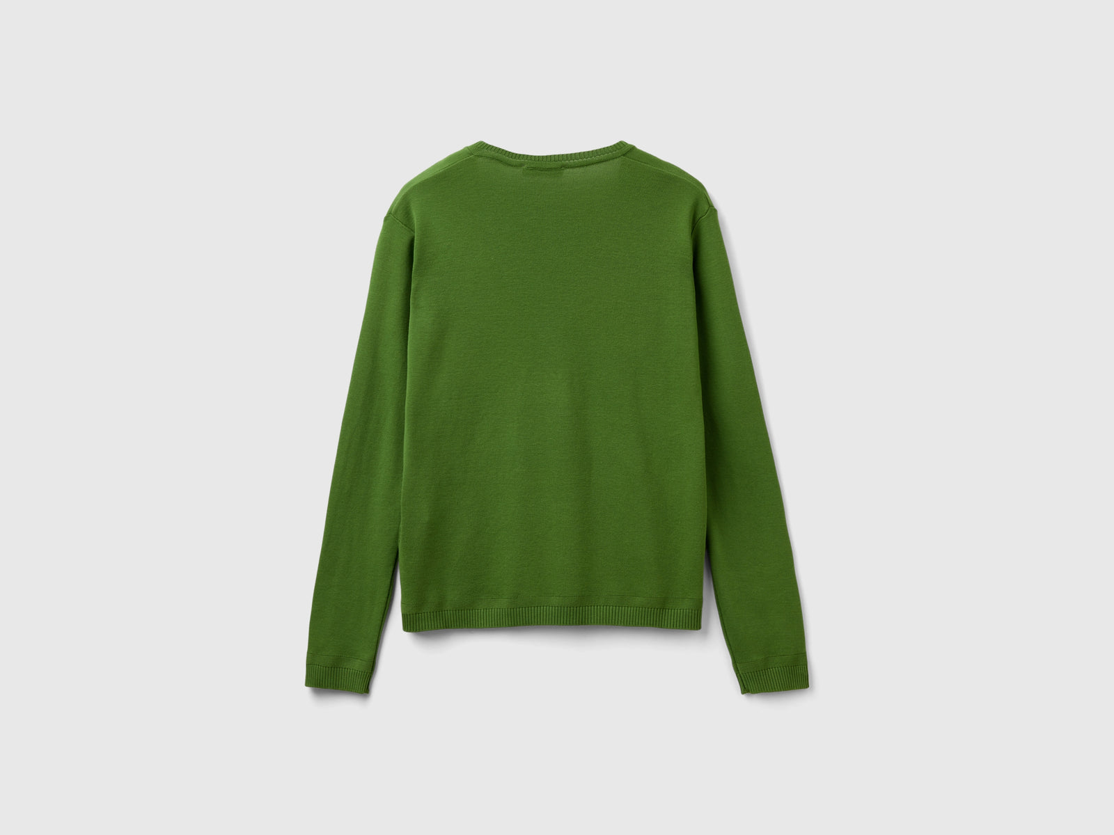 Maglia in puro cotone con scollo a V da donna verde militare 2 | Benetton Outlet