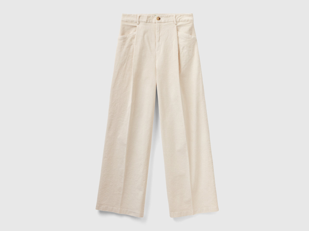 Pantaloni gamba ampia in velluto a coste