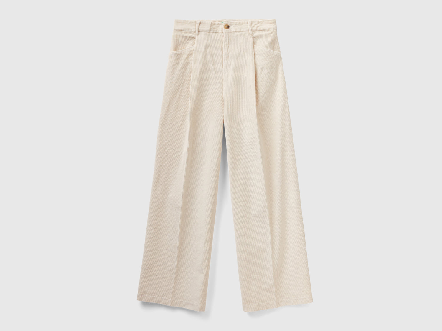 Pantaloni gamba ampia in velluto a coste da donna bianco panna | Benetton Outlet