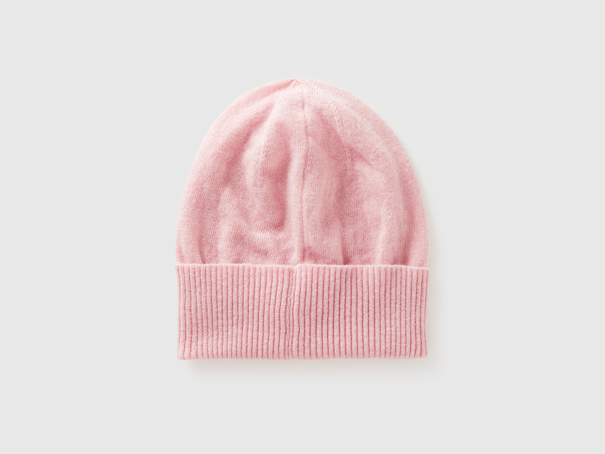 Cappello rosa cipria in pura lana Merino